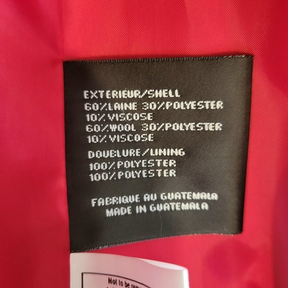 DKNY Red Wool Double Breasted Pea Coat Size 12 - Picture 11 of 12